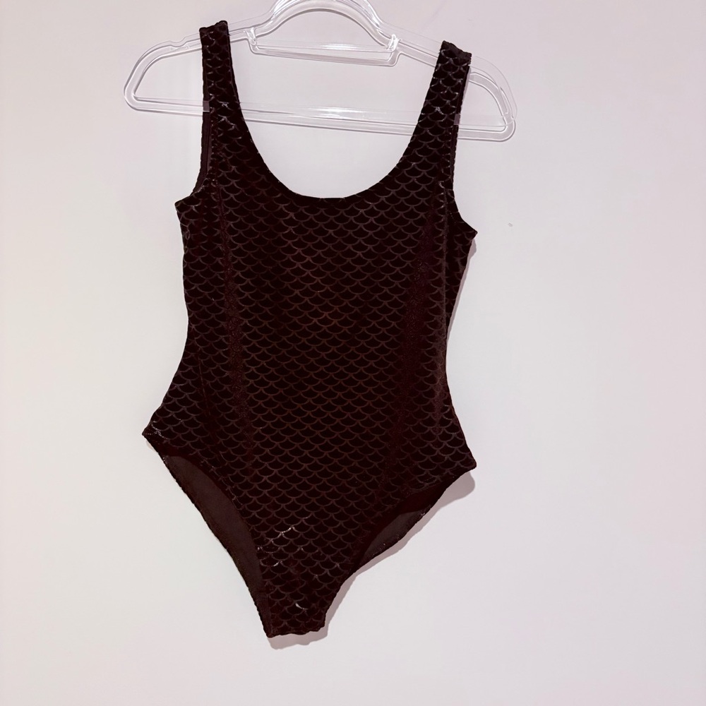 Killstar‎ Velvet Sea Mermaid Scale Bodysuit Black size medium